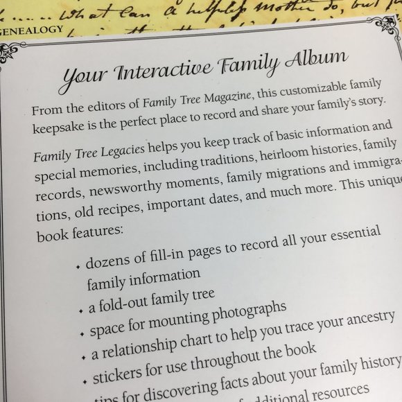 GENEALOGY  Family Tree Legacies Preserving Memories Keepsake Workbook NWOT - Picture 3 of 16